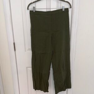 Theory Dark Green Cropped Wide Leg Pants